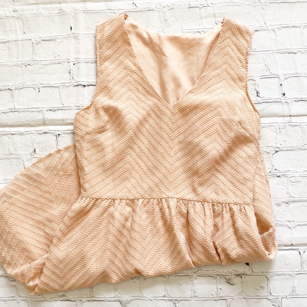 Pink Chevron Embroidery Mini Dress